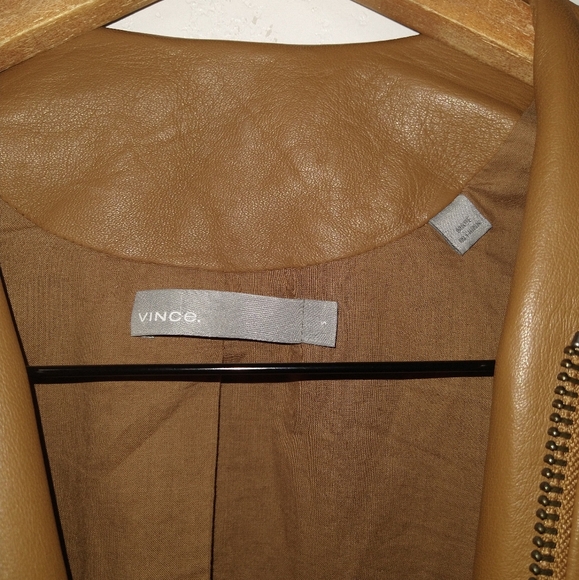 VINCE Zip Cross Front Leather Jacket - Picture 7 of 10